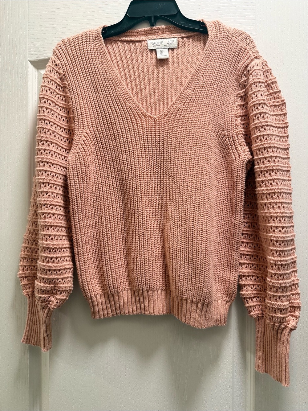 Rachel Zoe Neutral V-Neck Knit Sweater
